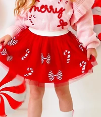 Sweet Wink Little/Big Girls Candy Cane Coquette Sequin Christmas Tutu