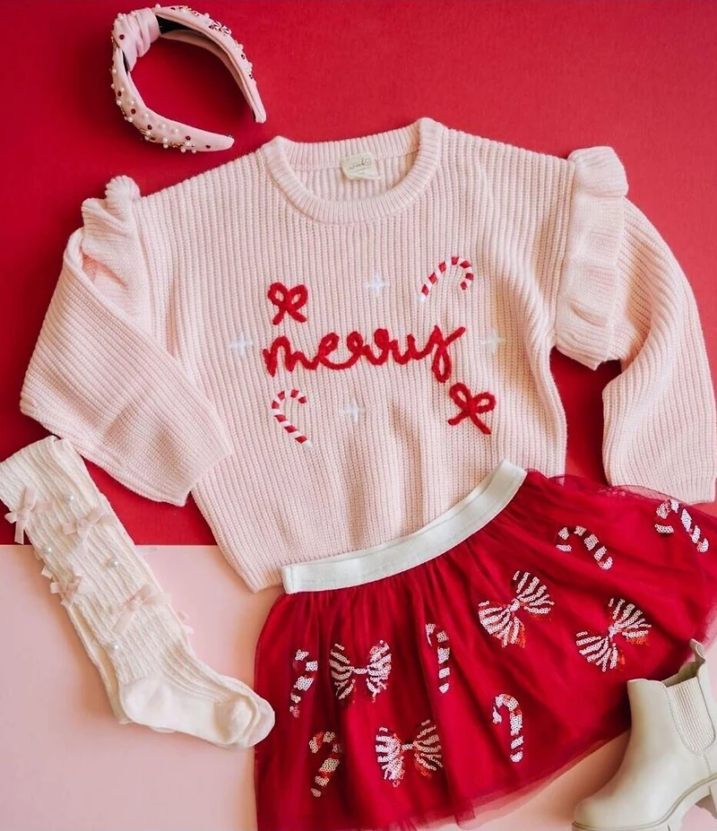 Sweet Wink Little/Big Girls Candy Cane Coquette Sequin Christmas Tutu