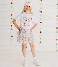 Sweet Wink Little/Big Girls Patriotic Americana Floral Skort