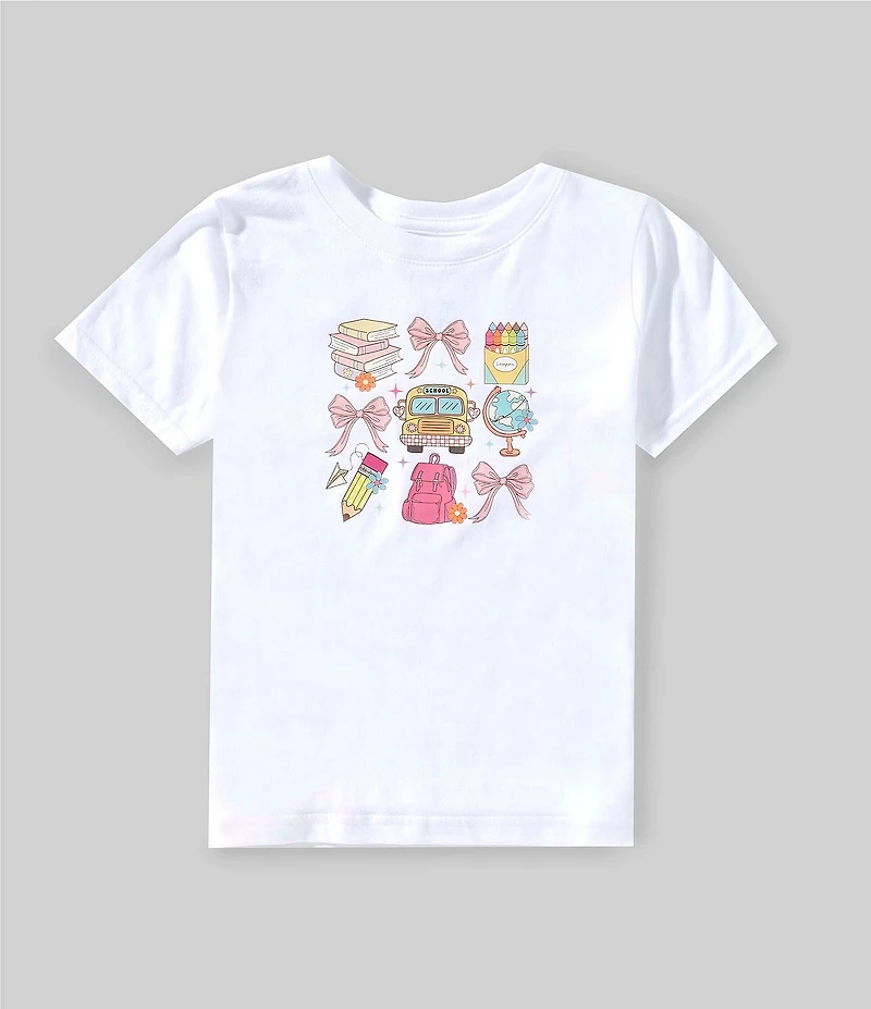 Sweet Wink Little/Big Girls Short Sleeve Coquette School Doodle T-Shirt