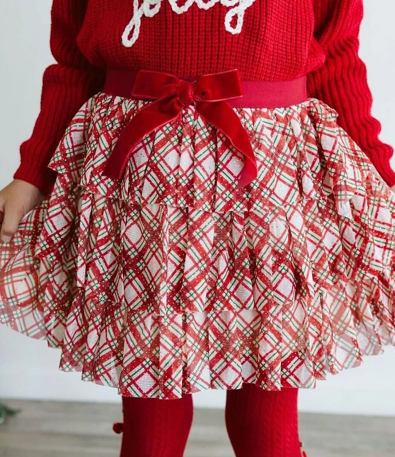 Sweet Wink Little/Big Girls X-Mas Plaid Bow Tutu