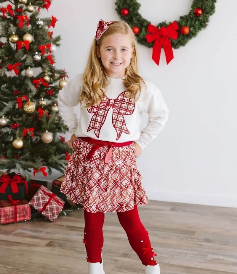Sweet Wink Little/Big Girls X-Mas Plaid Bow Tutu