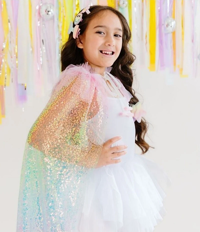 Sweet Wink Rainbow Sequin-Embellished Dress-Up Cape