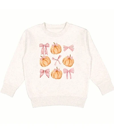 Sweet Wink Little Girls Long-Sleeve Coquette Pumpkin/Bow Printed Sweatshirt