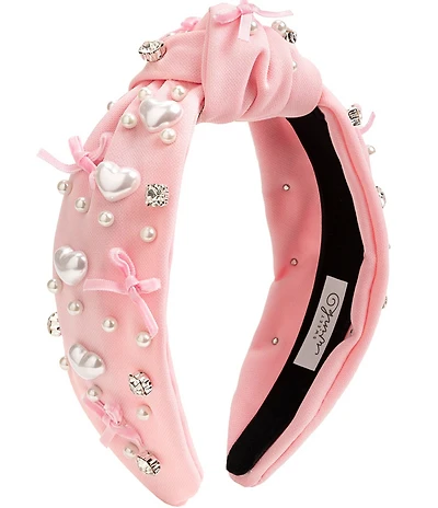 Sweet Wink Valentine's Day Faux-Pearl Heart-Accented Headband