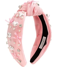 Sweet Wink Valentine's Day Faux-Pearl Heart-Accented Headband