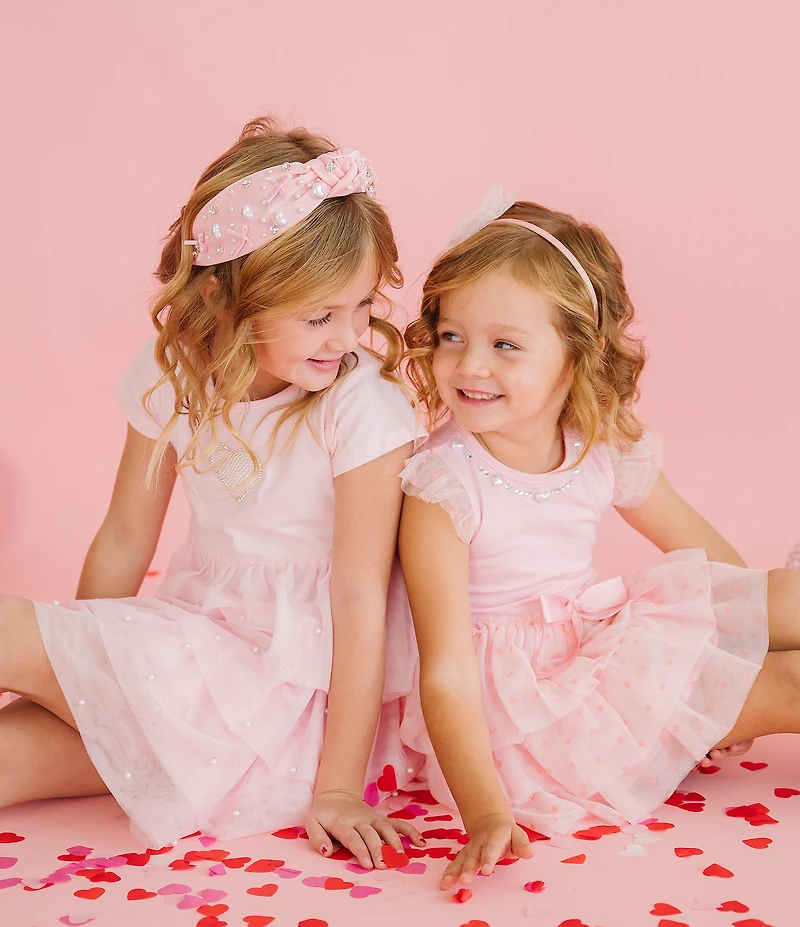 Sweet Wink Valentine's Day Faux-Pearl Heart-Accented Headband