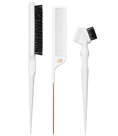 T3 Three-Piece Detailed Styling Brush Set with Pintail Comb, Edge Brush, and Teasing Brush