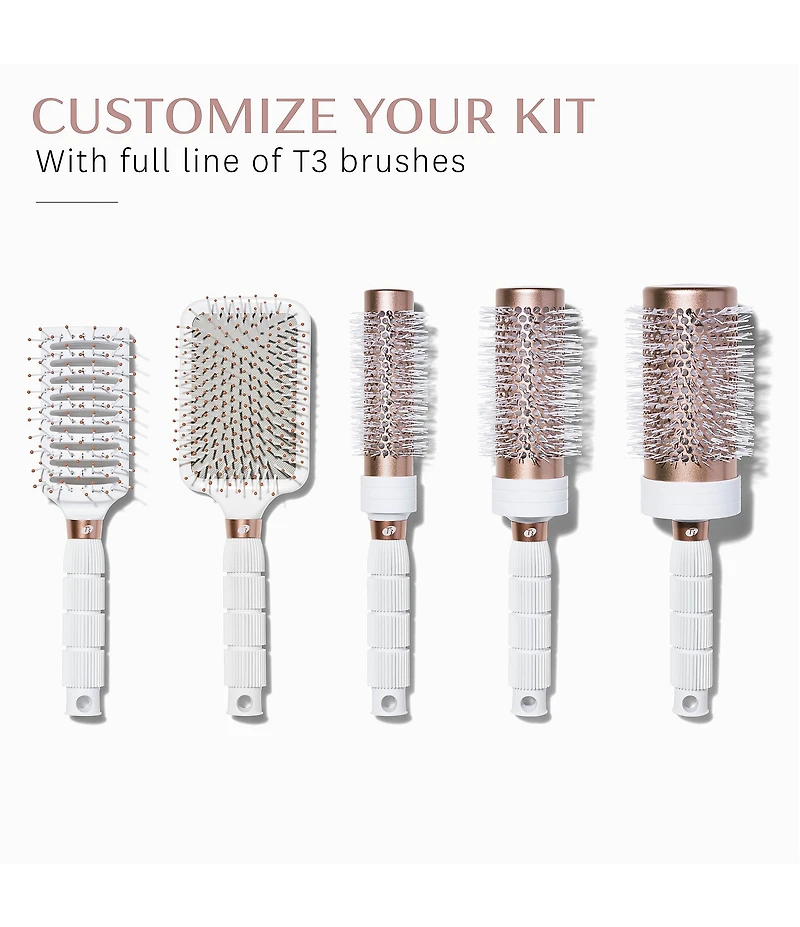 T3 Dry Vent Hair Brush with Heat Resistant Bristles for Fast Blow Drying