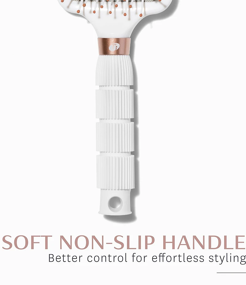 T3 Smooth Paddle Brush with Heat Resistant Bristles for Gentle Styling