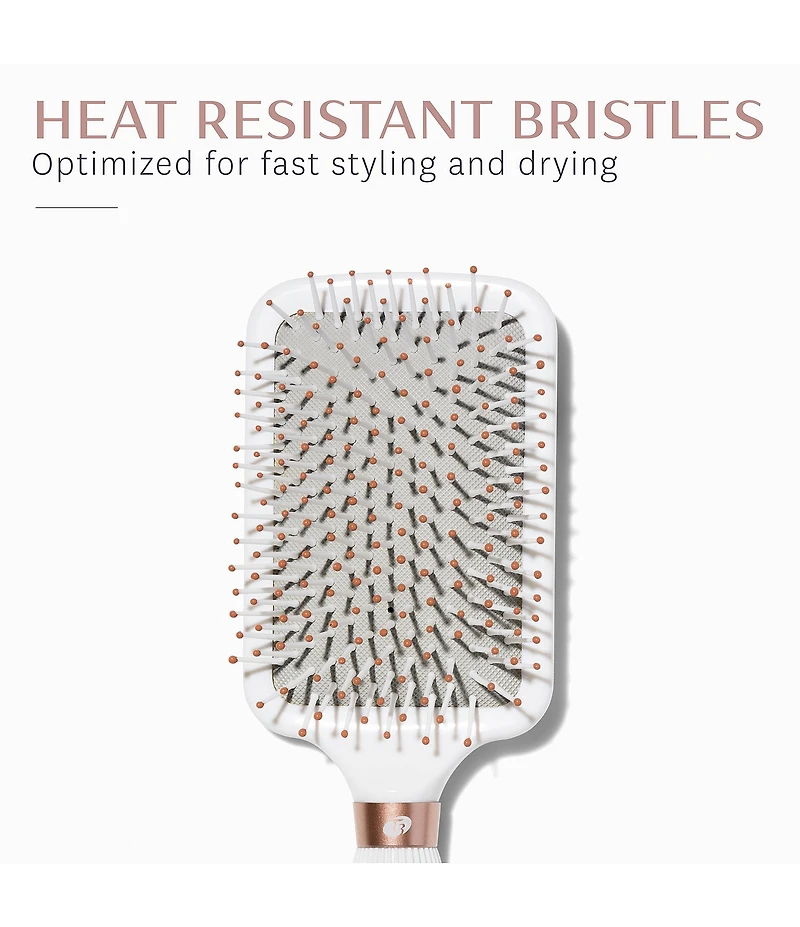 T3 Smooth Paddle Brush with Heat Resistant Bristles for Gentle Styling
