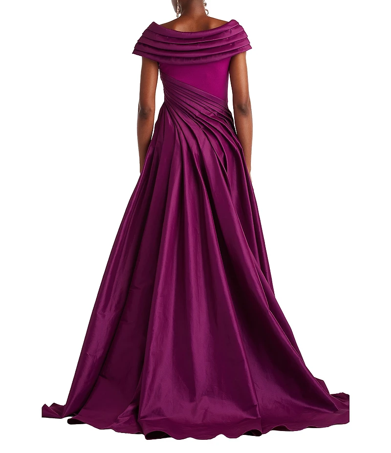 Tadashi Shoji Asymmetrical Neck Crepe Taffeta Gown