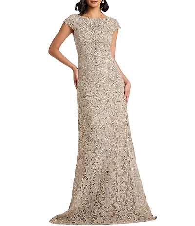 Tadashi Shoji Cap Sleeve Corded Lace Gown