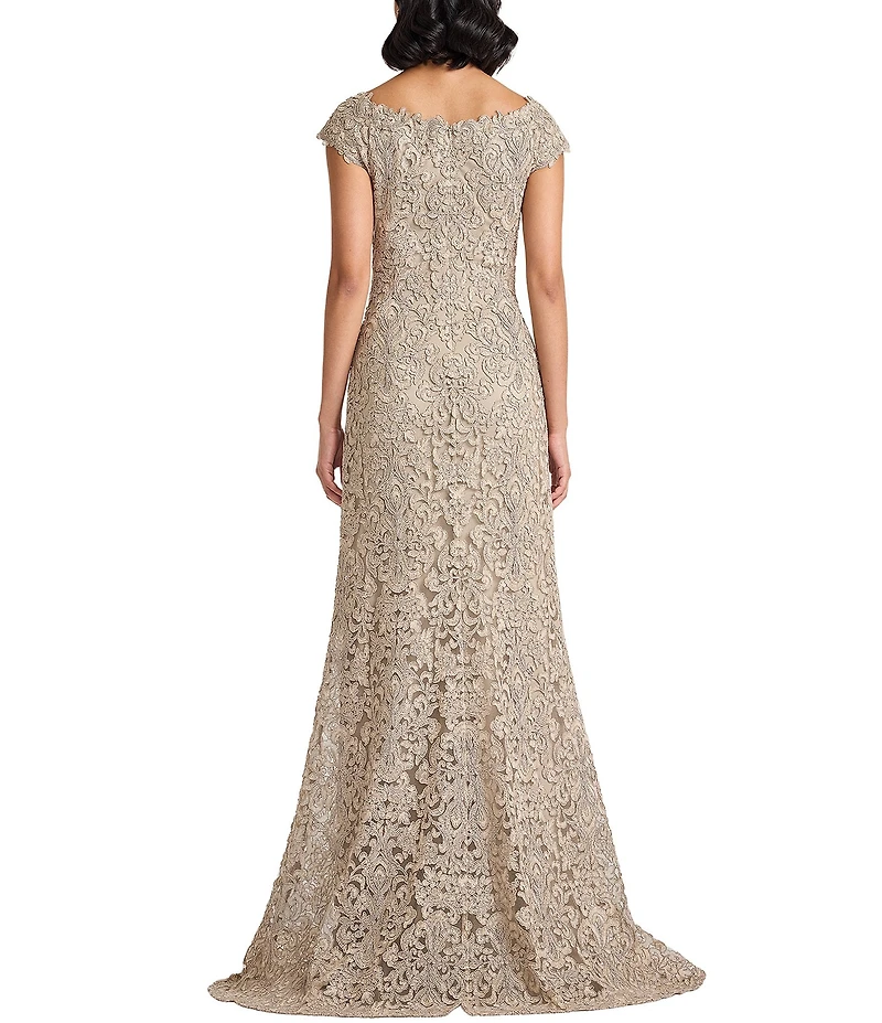 Tadashi Shoji Cap Sleeve Corded Lace Gown