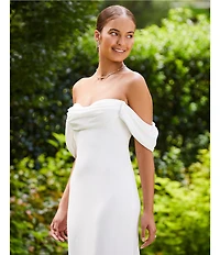 Tadashi Shoji Chiffon Drape Off-The-Shoulder Gown