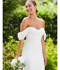 Tadashi Shoji Chiffon Drape Off-The-Shoulder Gown