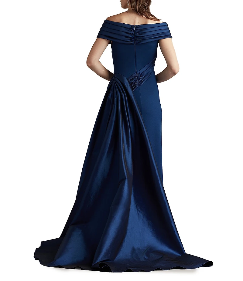 Tadashi Shoji Off-The-Shoulder Taffeta Crepe Long Gown