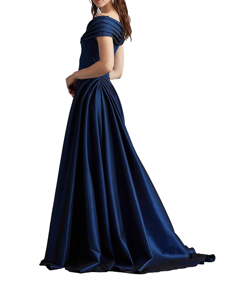 Tadashi Shoji Off-The-Shoulder Taffeta Crepe Long Gown