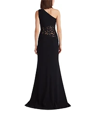Tadashi Shoji One Shoulder Lace Inset Crepe Gown