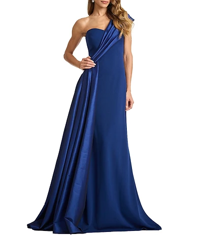 Tadashi Shoji One Shoulder Taffeta Crepe Gown