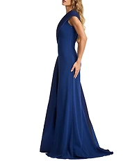 Tadashi Shoji One Shoulder Taffeta Crepe Gown