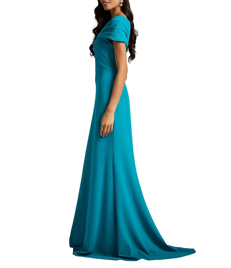 Tadashi Shoji Portrait Collar Crepe Gown