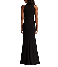 Tadashi Shoji Sleeveless Tuxedo Crepe Gown