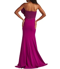 Tadashi Shoji Taffeta Bow Strapless Gown