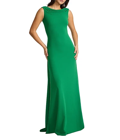 Tadashi Shoji Color Block V Back Crepe Gown