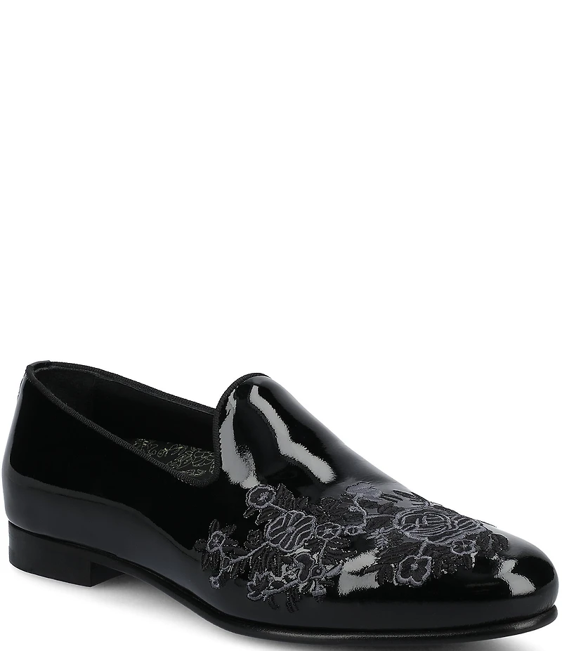 Taft Men's Estate Floral Embroidered Patent Leather Loafers