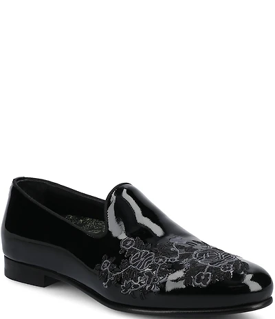 Taft Men's Estate Floral Embroidered Patent Leather Loafers