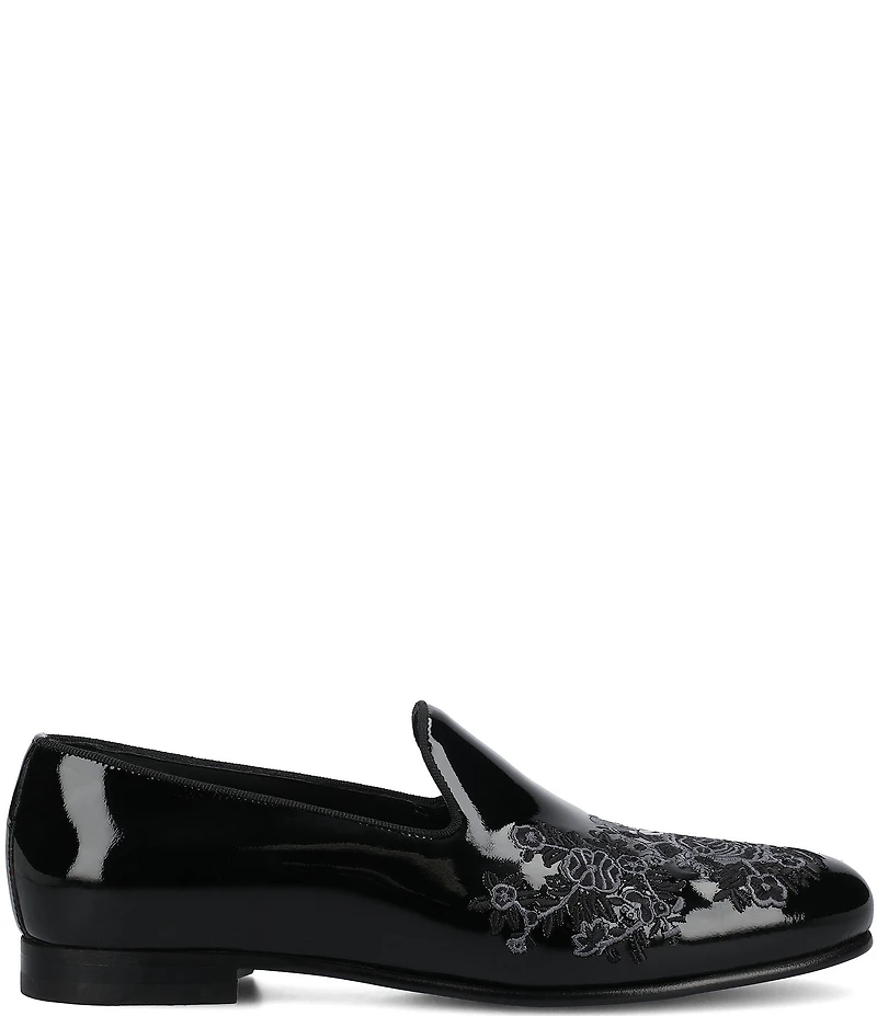 Taft Men's Estate Floral Embroidered Patent Leather Loafers