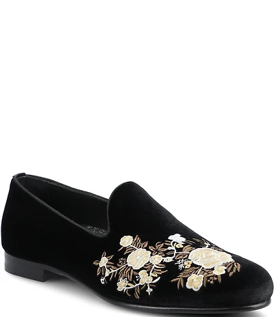 Taft Men's Estate Floral Embroidered Velvet Loafers