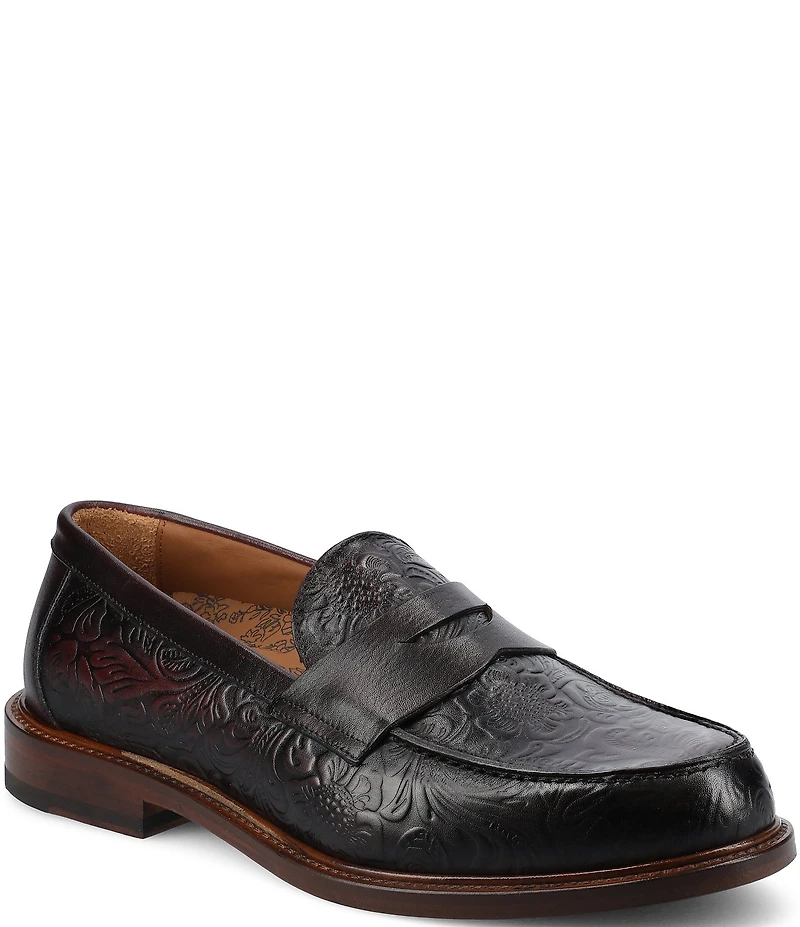 Taft Men's Jack Floral Embossed Leather Penny Loafers