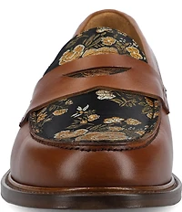 Taft Men's Jack Floral Jacquard and Leather Penny Loafers