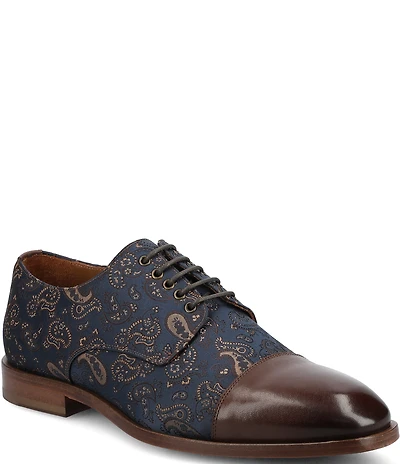 Taft Men's Jack Paisley Jacquard Leather Cap Toe Oxfords