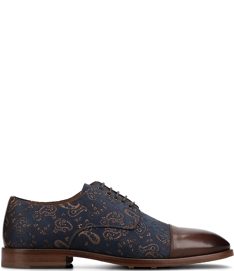 Taft Men's Jack Paisley Jacquard Leather Cap Toe Oxfords