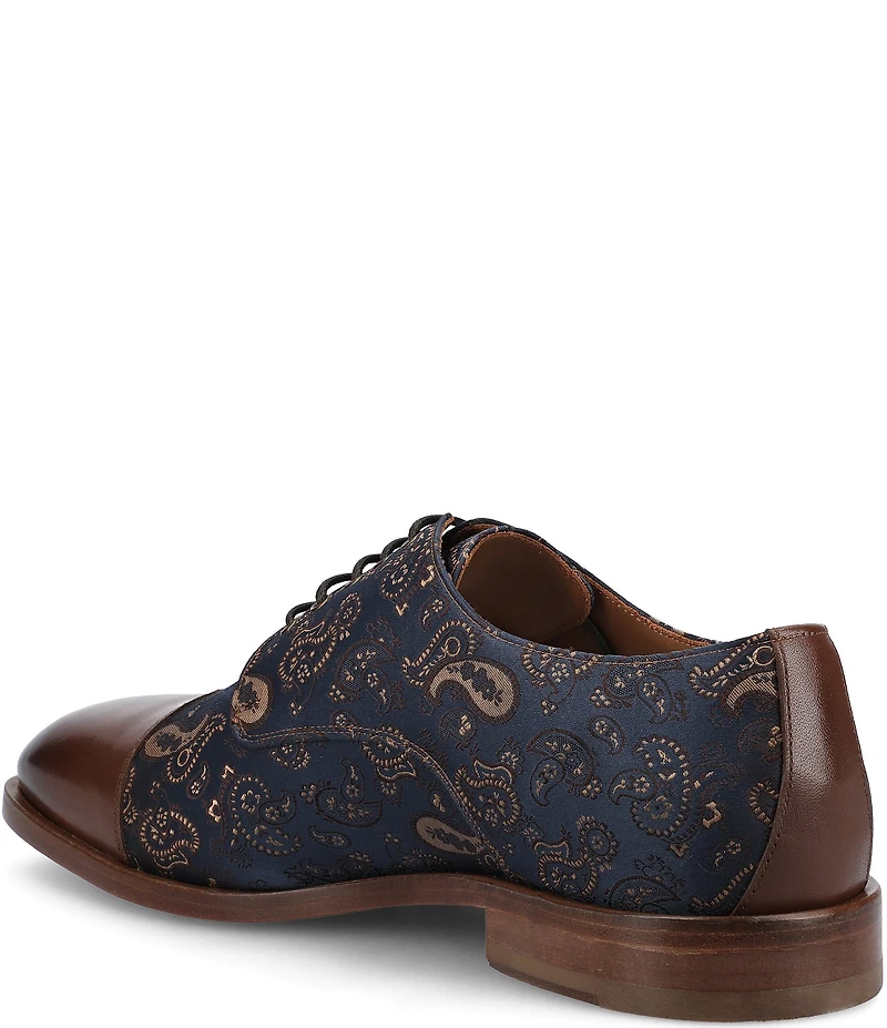 Taft Men's Jack Paisley Jacquard Leather Cap Toe Oxfords
