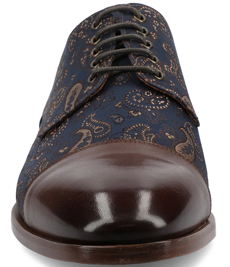 Taft Men's Jack Paisley Jacquard Leather Cap Toe Oxfords