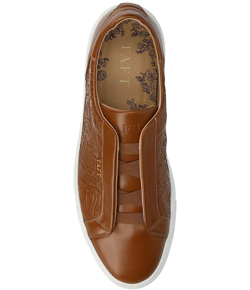 Taft Men's James Floral Embossed Leather Slip On Sneakers