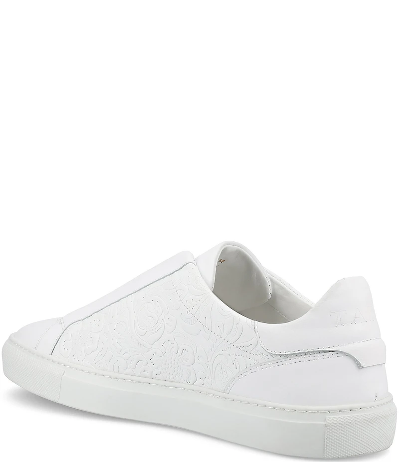 Taft Men's James Floral Embossed Leather Slip On Sneakers