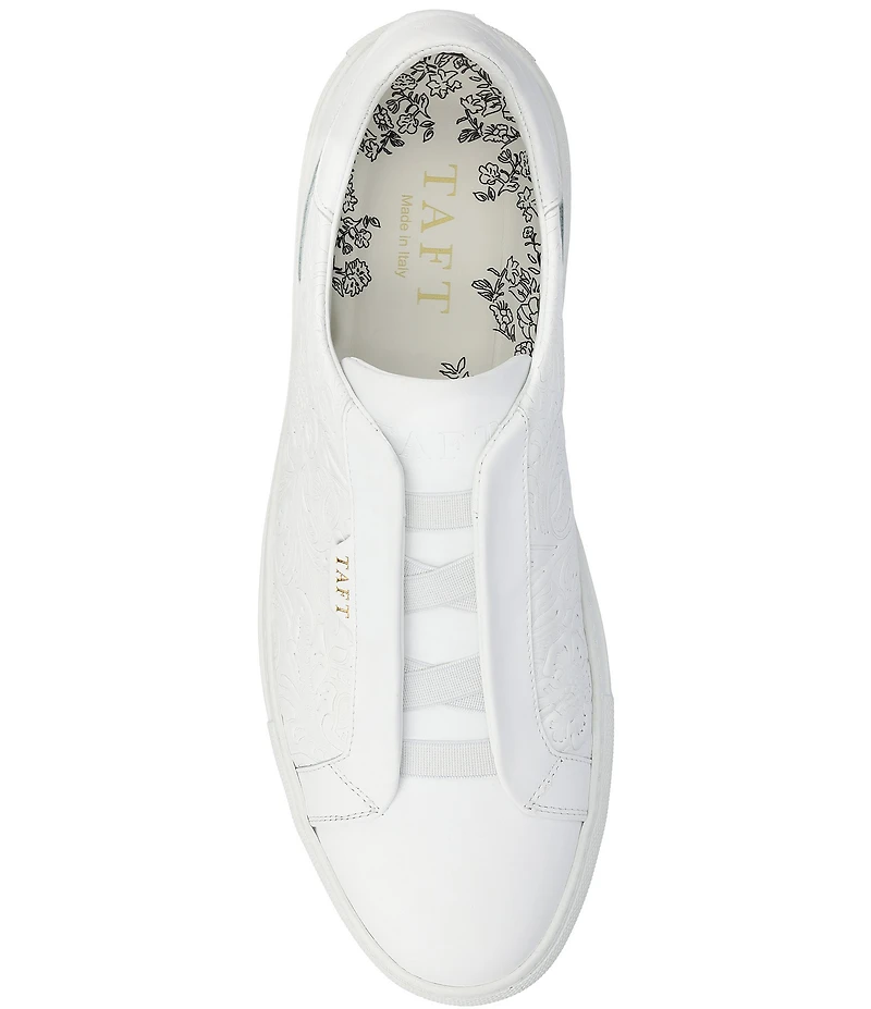 Taft Men's James Floral Embossed Leather Slip On Sneakers