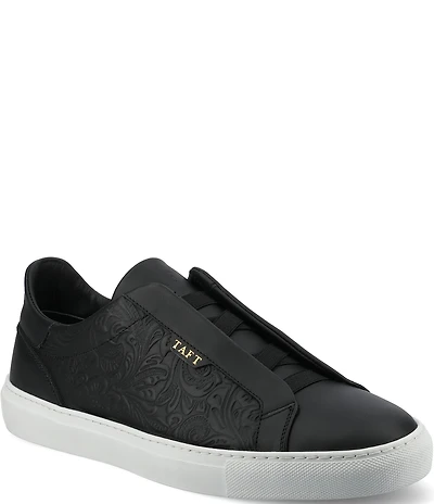 Taft Men's James Floral Embossed Leather Slip On Sneakers