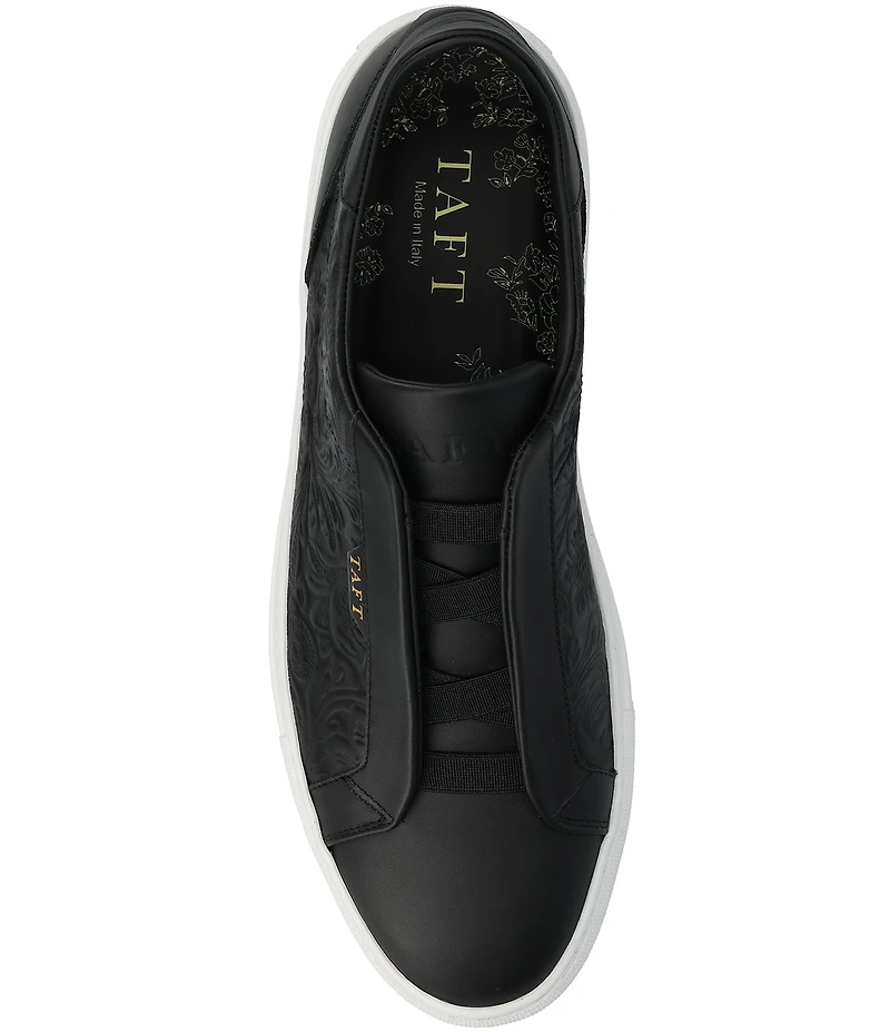 Taft Men's James Floral Embossed Leather Slip On Sneakers
