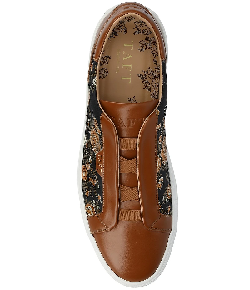 Taft Men's James Floral Jacquard and Leather Slip On Sneakers
