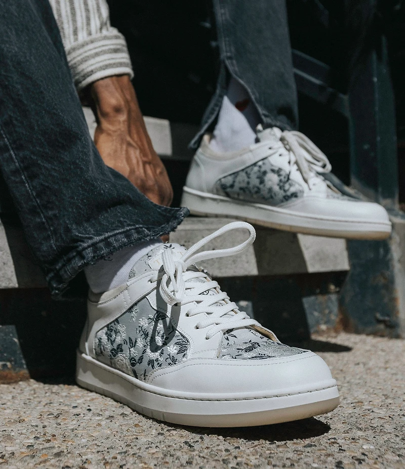 Taft Men's Rapido Low Floral Jacquard and Leather Lace Up Sneakers
