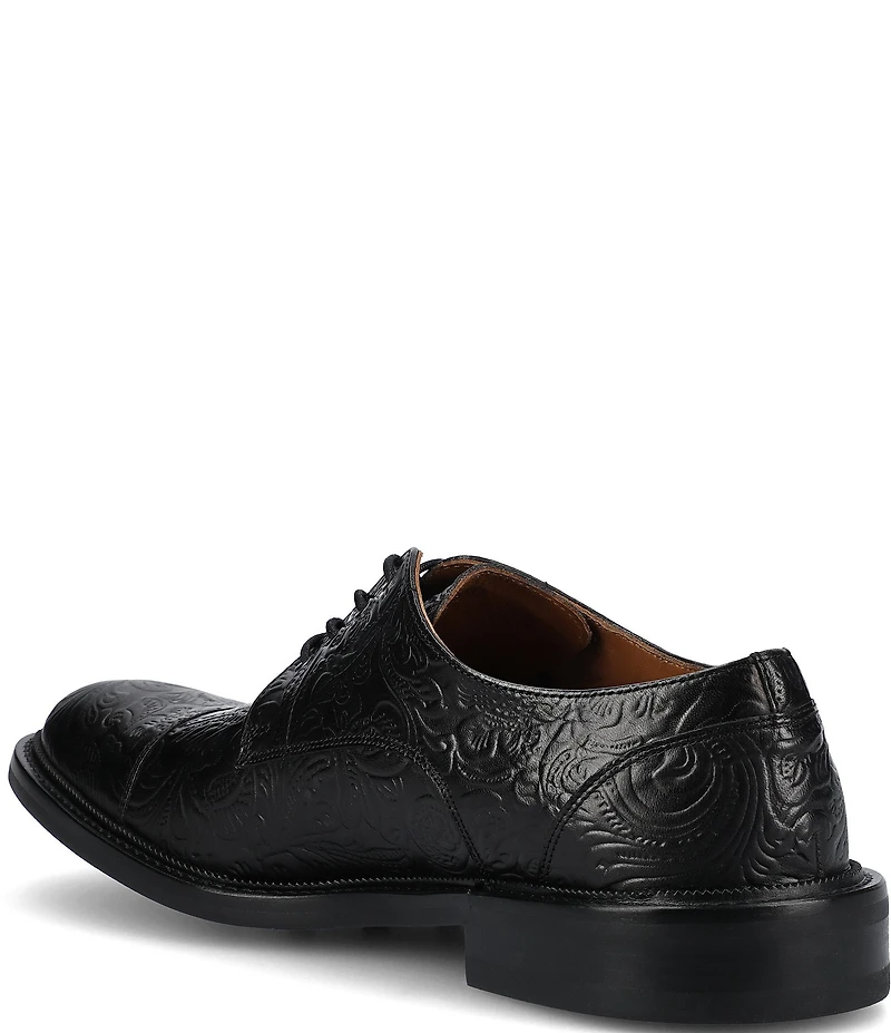 Taft Men's Rome Embossed Floral Leather Cap Toe Oxfords
