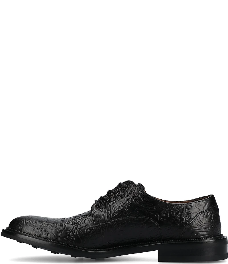 Taft Men's Rome Embossed Floral Leather Cap Toe Oxfords