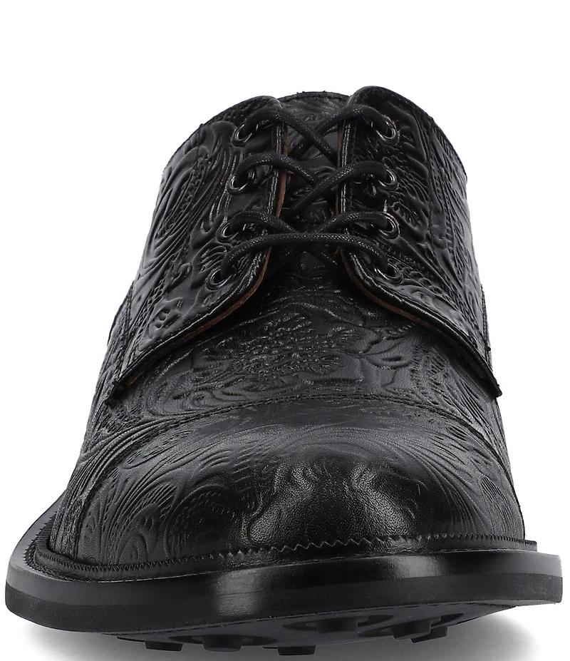 Taft Men's Rome Embossed Floral Leather Cap Toe Oxfords