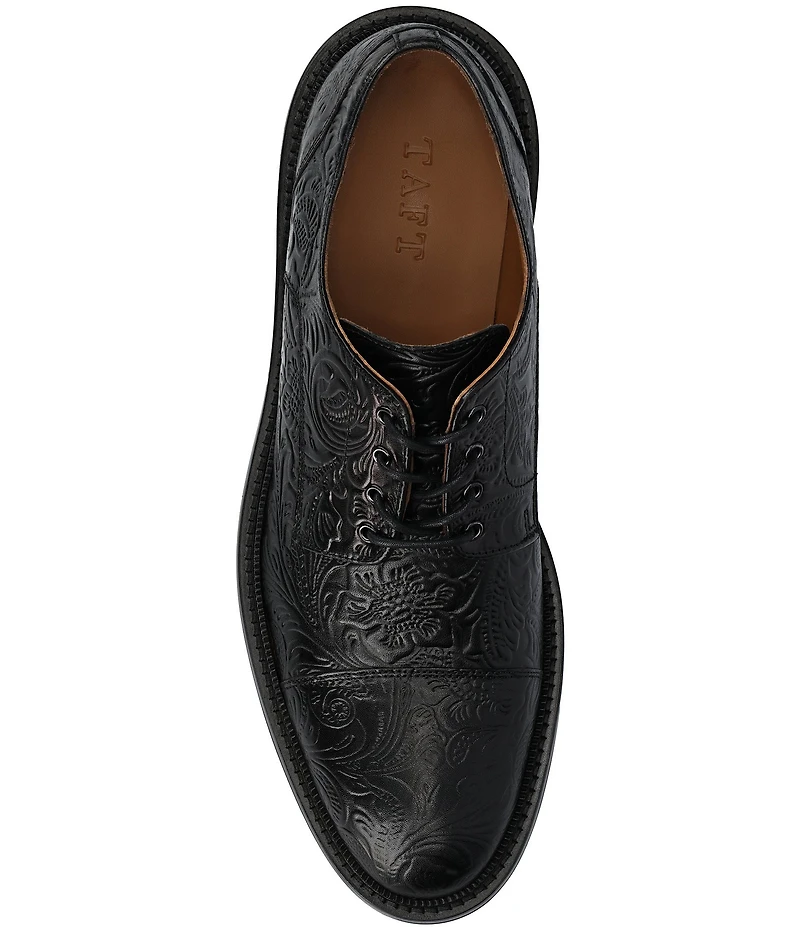 Taft Men's Rome Embossed Floral Leather Cap Toe Oxfords